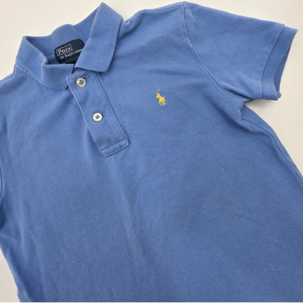 VINTAGE 90S POLO RALPH LAUREN YOUTH SIZE 6 SMALL BLUE YELLOW‎ PONY SHIRT POLO